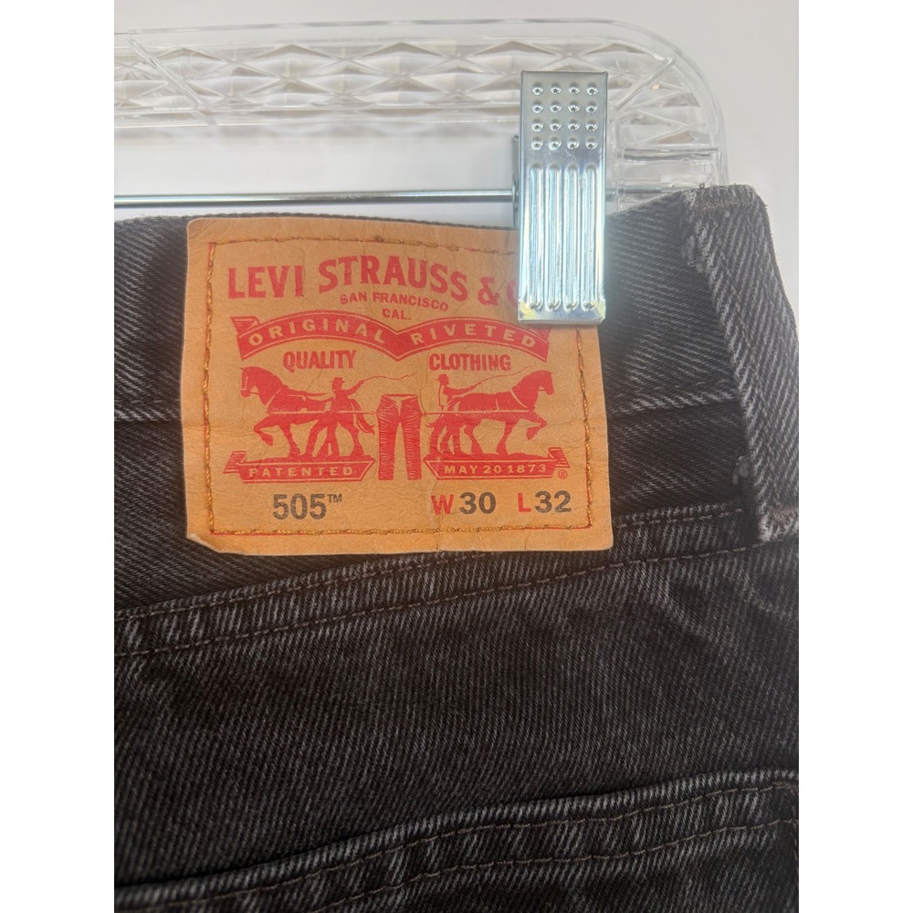 Levis 505 Regular Fit Mens 30x32 Black Denim Straight Leg Jeans Dark Wash Pants. - Picture 6 of 11